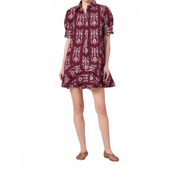 NEW LIVRO bramble motifs mini dress in burgundy